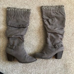 JustFab gray heeled boots